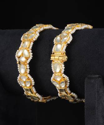 White gold finish kundan bangles 2