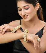 Gold finish kundan bangles