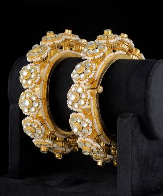 Gold finish kundan bangles 2