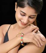 Gold finish kundan navratan bangles