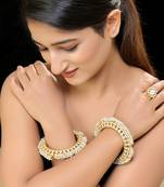 White gold finish kundan bangles