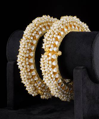 White gold finish kundan bangles 2