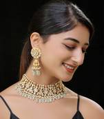 Light green gold finish kundan necklace set