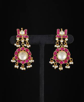 Red gold finish kundan necklace set 3
