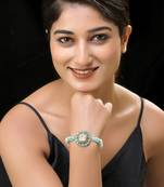 Aqua gold finish kundan bracelet