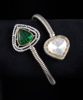 Green white finish kundan bracelet 2