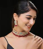 Navratna gold finish kundan necklace set