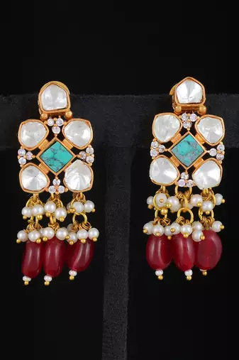 Navratna gold finish kundan necklace set
