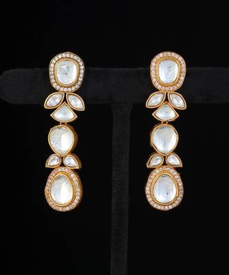 Gold faux polki necklace set 3