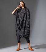Black ribbed collar cowl tunic set