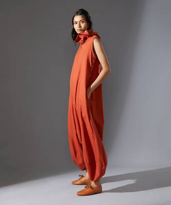 Rust suga high collared jumpsuit 1