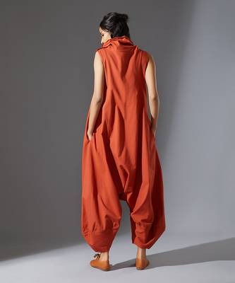 Rust suga high collared jumpsuit 2