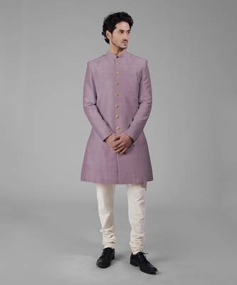 Elderberry pure silk sherwani set 2