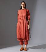 Rust overlap striped tunic set