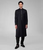 Timeless all black pure silk sherwani set