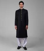 Timeless black pure silk sherwani set