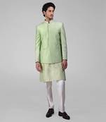 Sage green embroidered jacket set