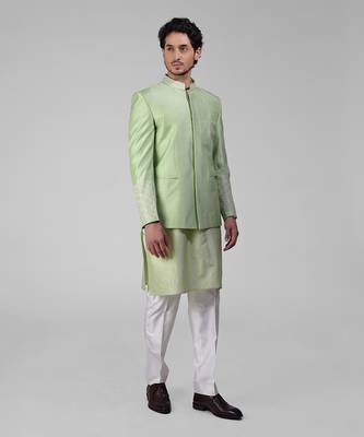 Sage green embroidered jacket set 2