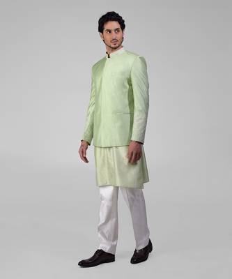 Sage green embroidered jacket set 3