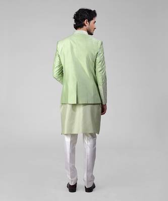 Sage green embroidered jacket set 5
