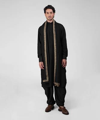 Black pintuck pathani kurta set 1
