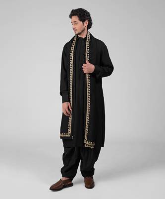 Black pintuck pathani kurta set 2