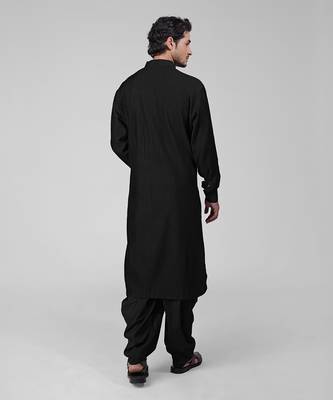 Black pintuck pathani kurta set 3