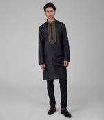 Black zardozi hand embroidered pure silk kurta set