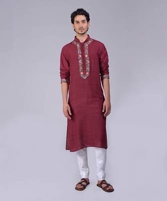 Majestic maroon kashidakari embroidered kurta 1