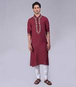 Majestic maroon kashidakari embroidered kurta