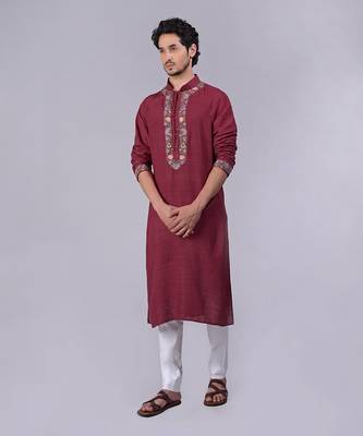 Majestic maroon kashidakari embroidered kurta 2