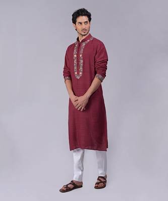 Majestic maroon kashidakari embroidered kurta 3