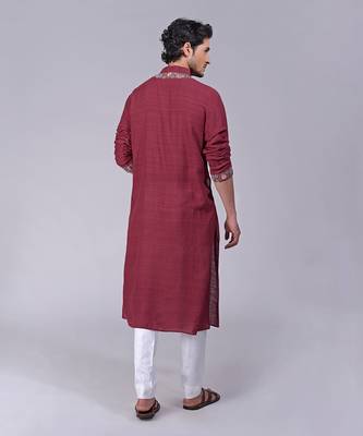 Majestic maroon kashidakari embroidered kurta 4
