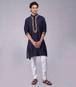Eclipse blue kashidakari embroidered kurta