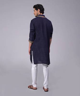 Eclipse blue kashidakari embroidered kurta 4