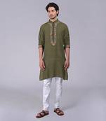 Martini olive kashidakari embroidered kurta
