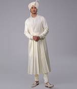 Ivory & gold chikankari embroidered peshwa kurta set
