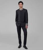 Black zardozi hand embroidered silk bandhgala jacket