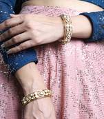 Golden glass kundan openable bangle