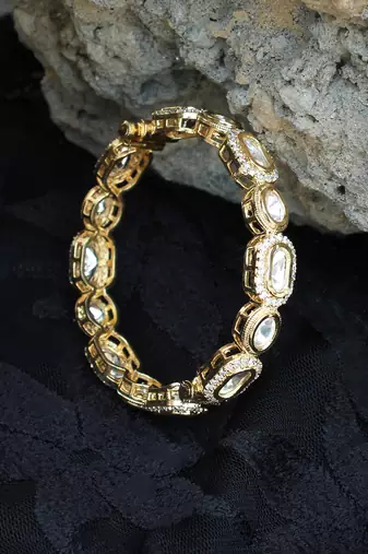 Golden kundan openable bangle
