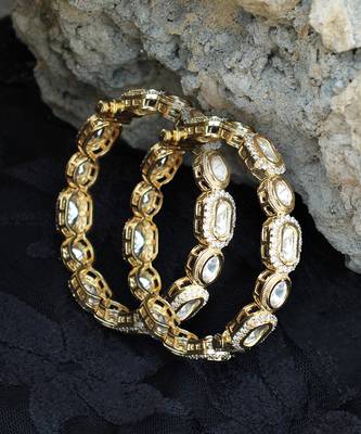 Golden kundan openable bangle 3
