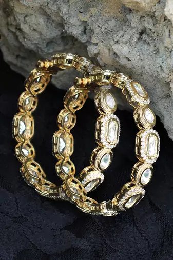 Golden kundan openable bangle