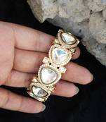 Golden glass kundan openable adjustable bangle