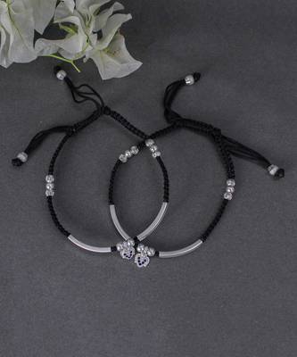 Black thread silver anklets 2