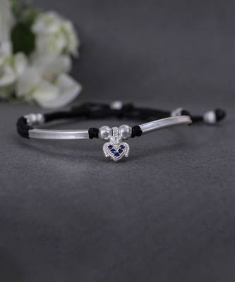 Black thread silver anklets 3