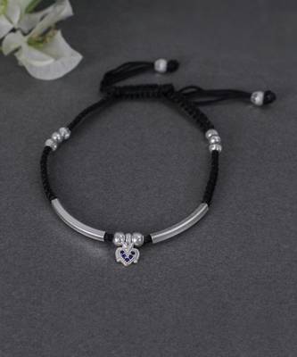 Black thread silver anklets 4