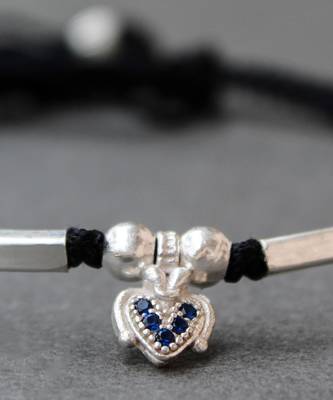 Black thread silver anklets 5