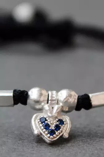 Black thread silver anklets