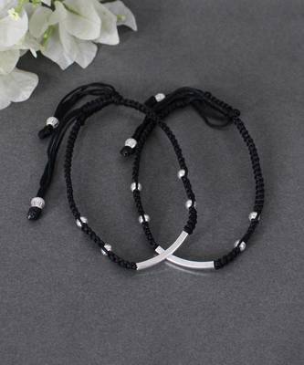 Black thread & silver anklets 2
