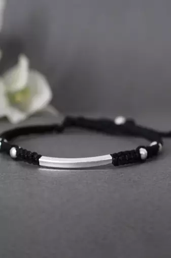 Black thread & silver anklets